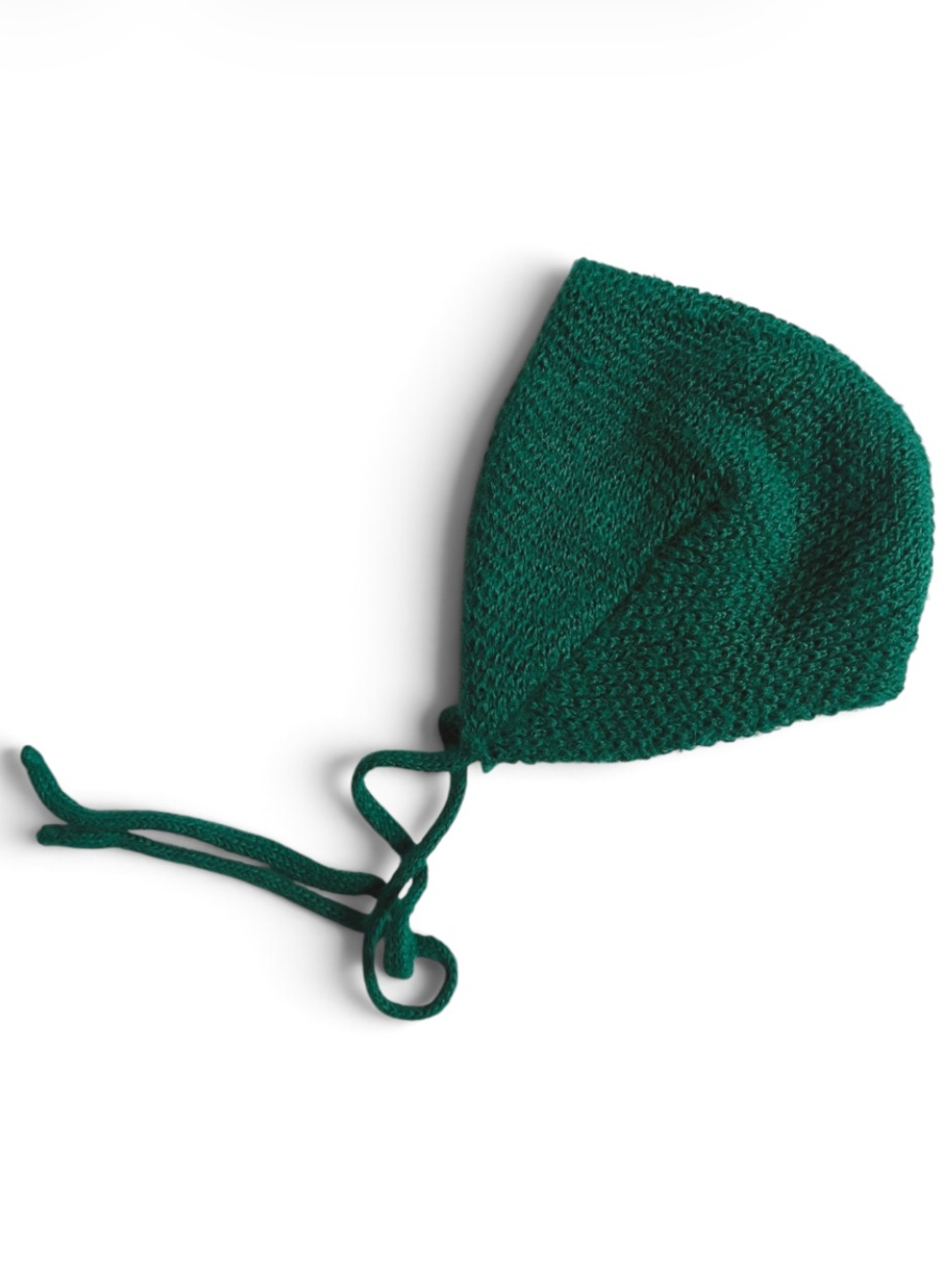 VINTAGE Handmade Bonnet Midcentury MCM Hat Hand Knit Green Winter Baby